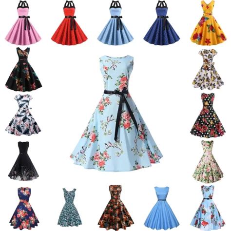 Womens Floral Vintage 50s 60s Retro Rockabilly Pinup Housewife Party