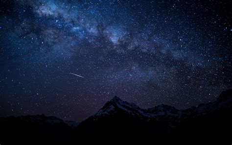 Download 2560x1600 Wallpaper Starry Sky Night Mountains Nature Dual