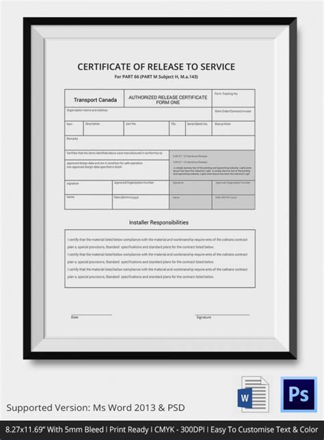 sample certificate  service template  documents