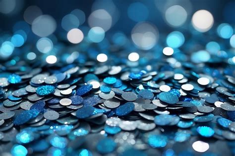 Premium Ai Image Blurry Shimmering Background Of Blue Sequins Silver