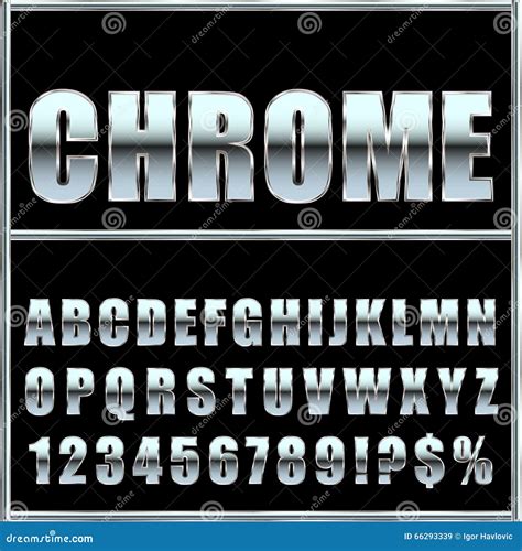 Chrome Alphabet Vector Bold Font Cartoon Vector