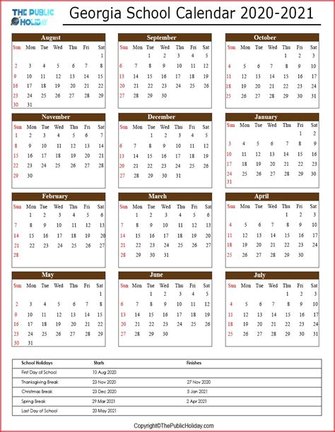 Georgia School Holidays 2022 Calendar Date And Terms