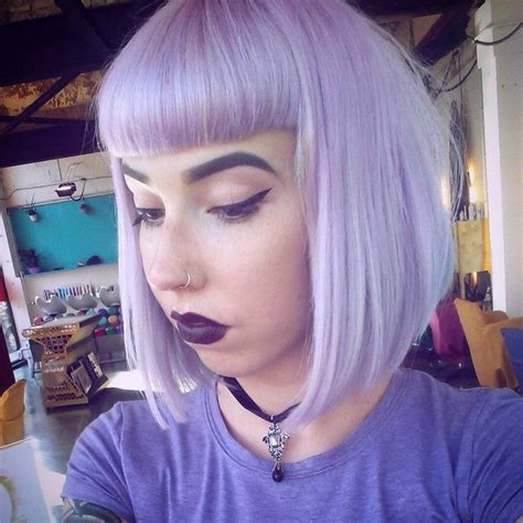 Pastel Bob Haircut With Bangs For Short Hair Pastel Purple Hair Light