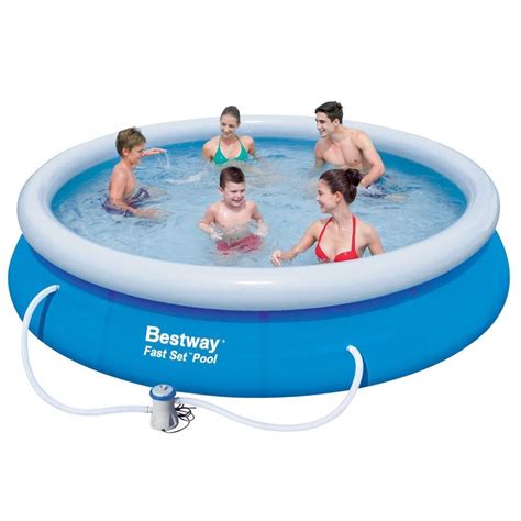 Bestway Fast Set Jumbo Inflatable Outdoor Pool With Filter 457cm X 91cm 15ft Inflatable