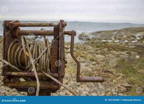 Old Rusty Winch For Pulling Boats Out Stock Image Image Of Winch