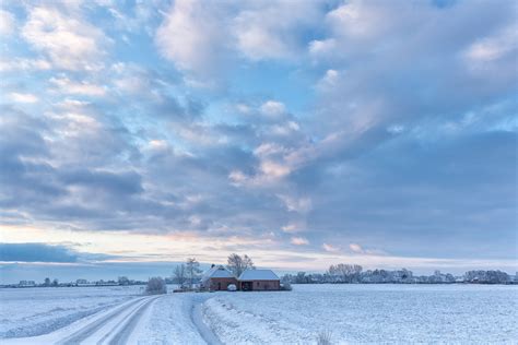 Wallpaper Blue Winter Sky House Snow Cold Holland Ice