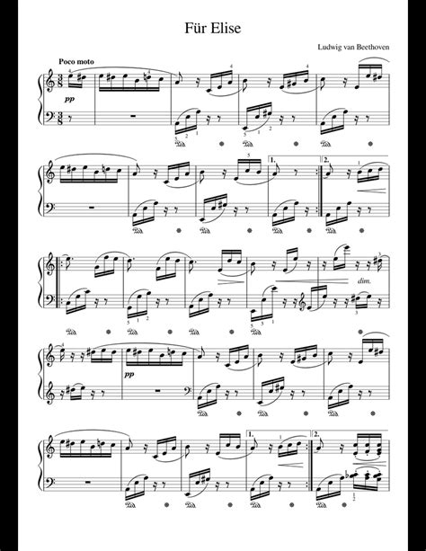 Für Elise Sheet Music For Piano Download Free In Pdf Or Midi