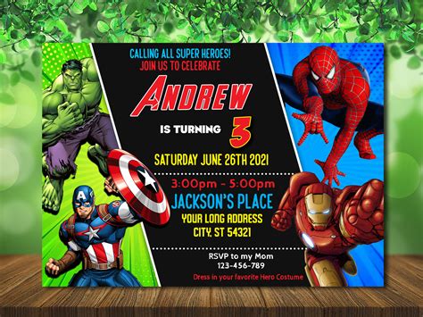 Avengers Birthday Party Invitation Avengers Digital Invitation Avengers
