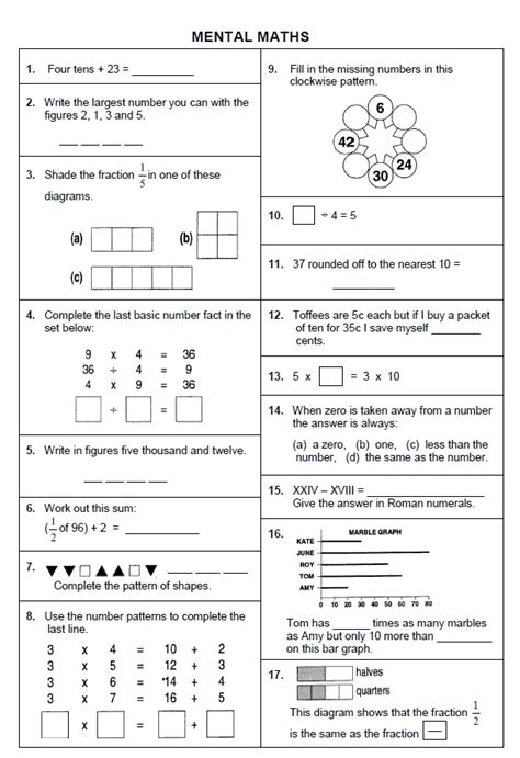 Warren Sparrow Grade 4 Mental Maths Test