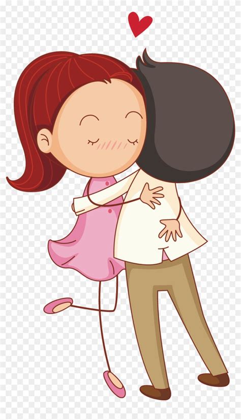 Cartoon Drawing Illustration Embrace The Couple Transprent ...