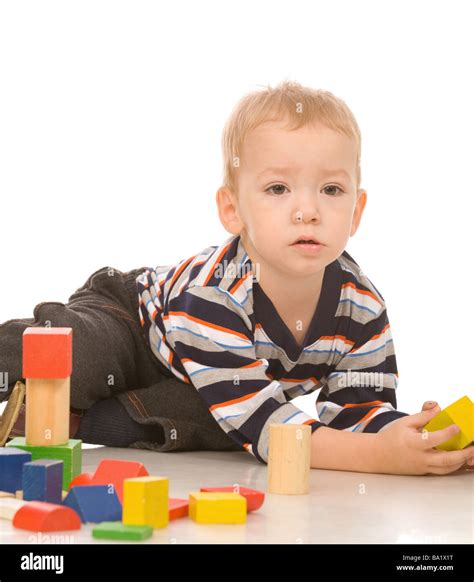Little Boy Play With Bricks Stock Photo Alamy