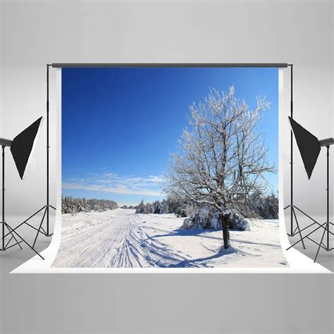 7x5ft Winter Snow Car Road Blue Sky Forest Hanging On The Bedroom Wall