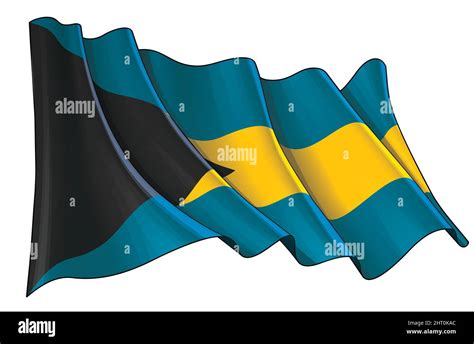 Vector Illustration Of A Waving Flag Of The Bahamas All Elements