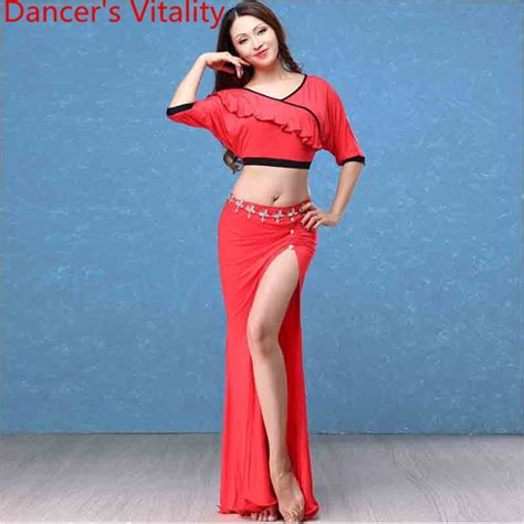 New Arrival Belly Dance Costume Oriental Indian Dancing Half Sleeves Top Skirt 2pcs Set For
