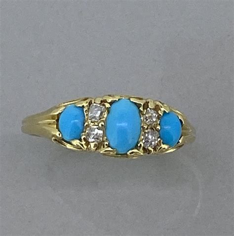 Turquoise And Diamond Edwardian Ring Chique To Antique Jewellery