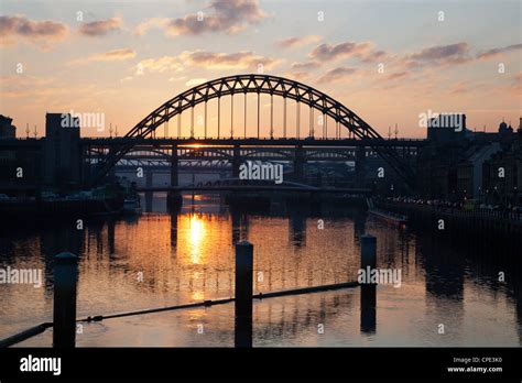 Tyne Bridge At Sunset Spanning The River Tyne Between Newcastle And