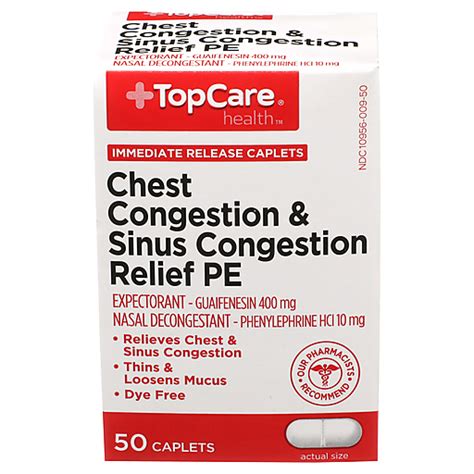 Top Care® Chest And Sinus Congestion Relief Pe Immediate Release Caplets Expectorantnasal