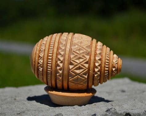 Easter T Jewelry Carved Wood Egg Wood Egg With Stend Easter T Egg