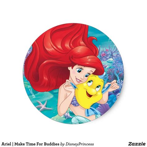 Ariel Make Time For Buddies Classic Round Sticker Zazzle