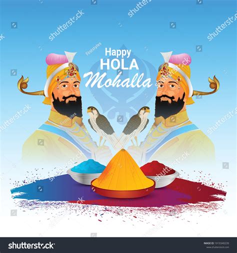 Hola Mohalla Celebration Sikh Festival Greeting Stock Vector Royalty