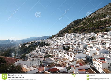 A View Of Mijas With Mountains In Background Stock Photo