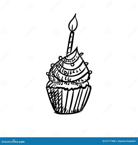 Birthday Cupcake Drawing Stock Illustration Illustration Of Drawing