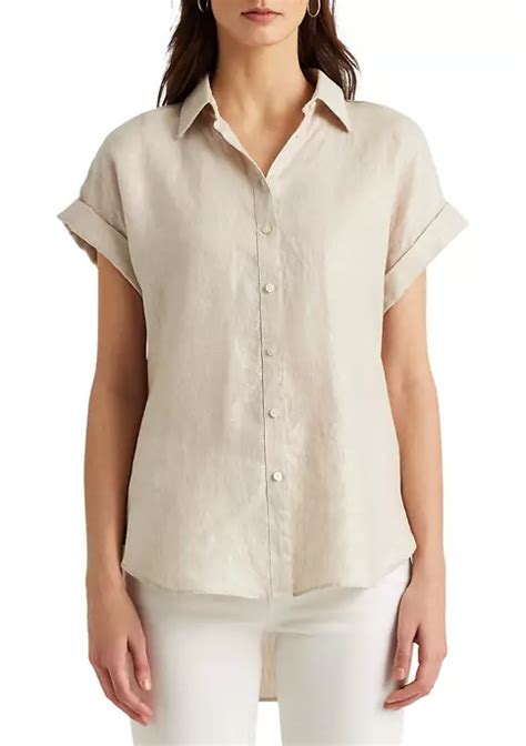 Lauren Ralph Lauren Womens Linen Short Sleeve Shirt Belk