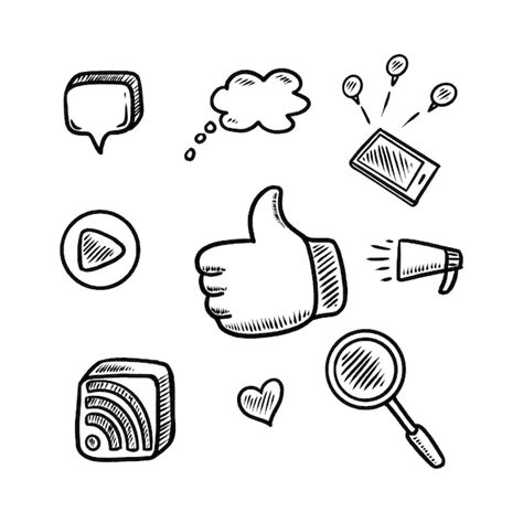 Premium Vector Social Media Doodle Icon Hand Drawn