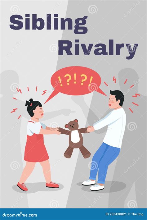 Sibling Rivalry Poster Flat Vector Template Stock Vector Illustration