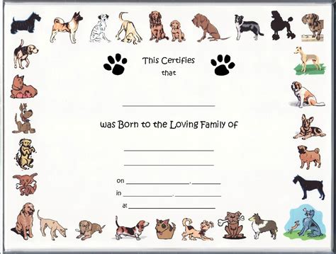 Puppy Birth Certificate Free Printable Printable World Holiday