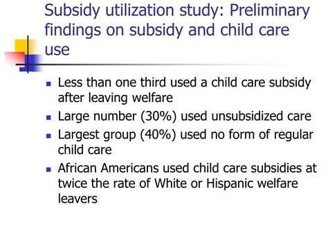 We did not find results for: PPT - Child Care and Welfare Reform: Child Care Subsidy ...
