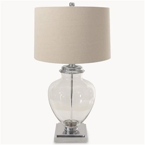 Another spot for a modern table lamp: Glass Urn Table Lamp On Square Base With Linen Shade By ...