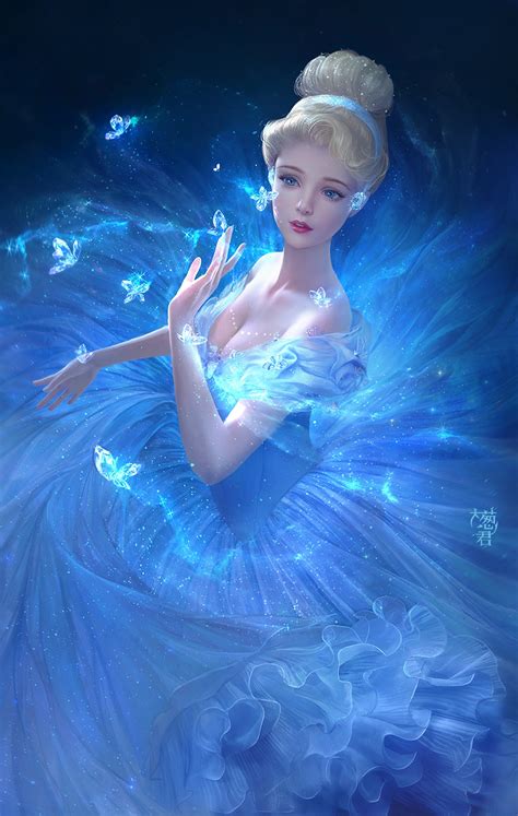 Cinderella Blue Color Magic Butterfly Dress Beautiful Girl Disney