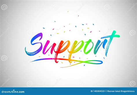 Support Creative Vetor Word Text With Handwritten Rainbow Vibrant