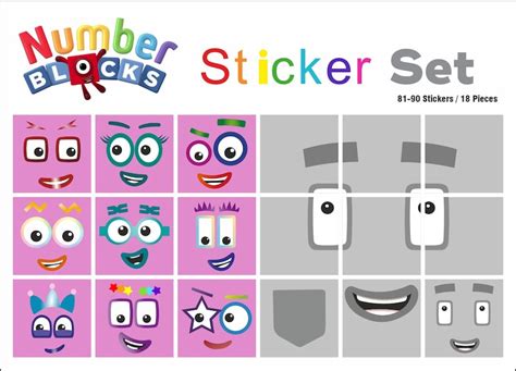Numberblocks 51 100 Face And Body Stickers Waterproof Etsy