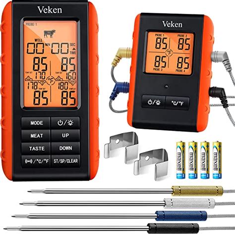 Veken Wireless Meat Thermometer 4 Probes Grill Thermometer