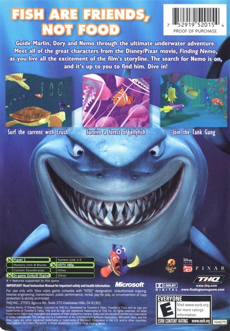 Disney Pixar Finding Nemo 2003 Xbox Box Cover Art Mobygames