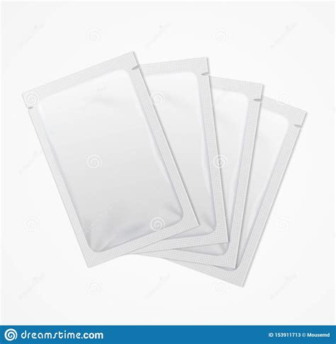 realistic detailed  white blank sachets template mockup set vector stock vector