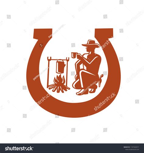 Mascot Icon Illustration Cowboy Drinking Coffee Stock Vector Royalty