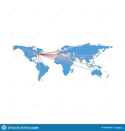 Map With Directions To All Part Of The World Stock Vector