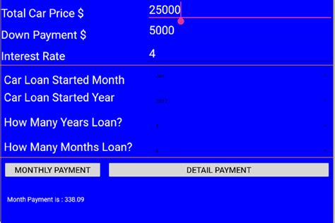 This auto loan calculator figures monthly payments and shows impacts on an amortization table schedule. car loan calculator detail - Android Apps on Google Play