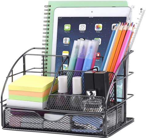 Buy Upgraded Desk Organizer Cute Mesh Office Supplies Accessories Essentials Caddy With Drawer