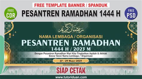 Free Desain Spanduk Sanlat Pesantren Kilat Ramadhan 1444 H Cdr And Psd