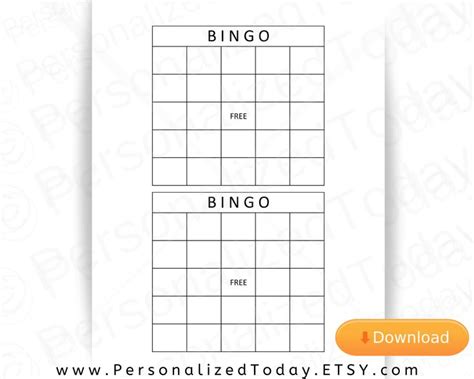Blank Print And Draw Bingo Board Calling Cards Download For Etsy In