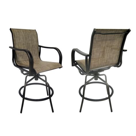 Allen Roth Set Of 2 Tenbrook Aluminum Swivel Patio Bar Height Chairs