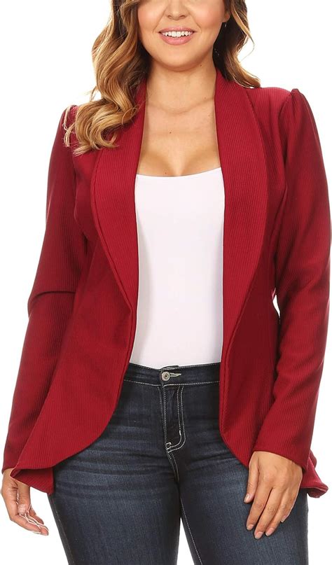 Damen Blazer Übergröße Langärmelig Vorne Offen Schalkragen