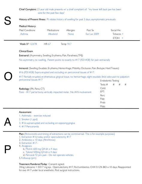 Soap Notes Dentistry Example Soap Note Soap Notes