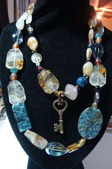 Rough Cut Agates Jaspers And Glass Beads Bronzy Key July Holidays