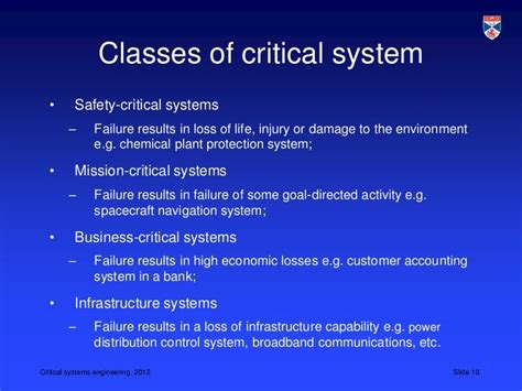 Introduction To Critical Systems Engineering Cs 5032 2012