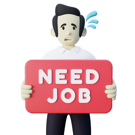 3d Illustration Of Job Seeker Holding Need Job Banner 22280612 Png